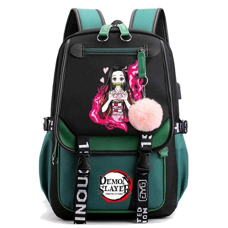Anime Demon Slayer Backpack for Women Canvas Laptop Bag Back To Schoolbag for Teenager Girl Boy Schoolbag Men Women Travel Bag