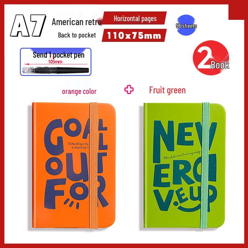 A7 Mini Retro Amerikanischer Stil Taschenformat Notizbuch - Tragbares Kleines Notizbuch für Planung oder Geschenke.