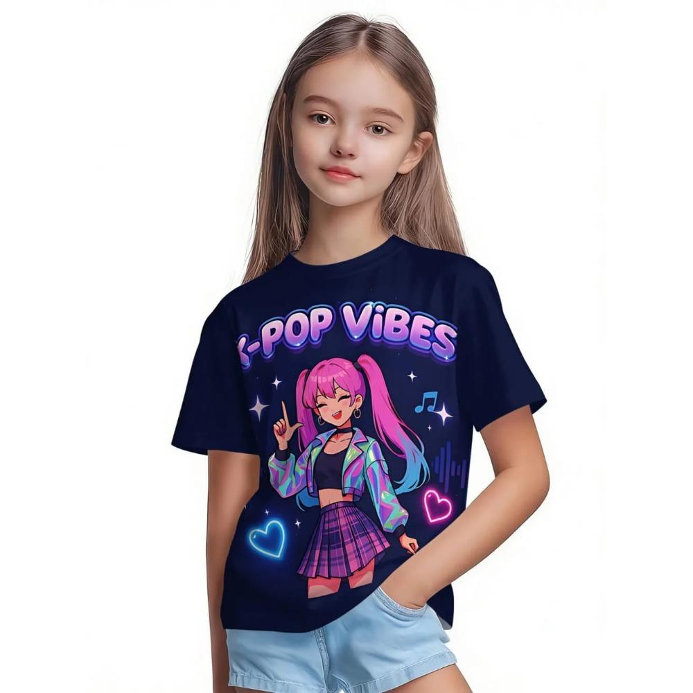 Cartoon Peripheral Children Funny T-Shirt Girls Summer Cute 3D Print Casual Comfortable Breathable Soft T-Shirt