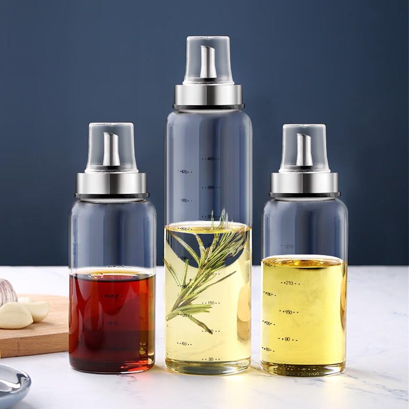 Glass Oil Bottle, Leak-Proof, Small Oil Container for Cooking Oil And Seasonings, Bottle for Oil Storage, Soy Sauce Bottle with Lid