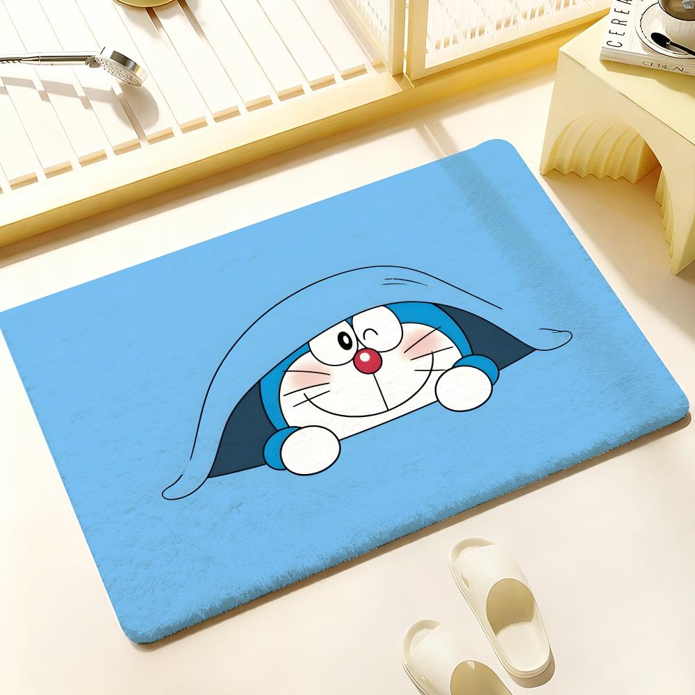 Kwaii Anime D-DoraemonS Floor Mat Cozy Flannel Soft Thick Non-Slip Mat For Living Room Bedroom Kitchen Decor Rugs