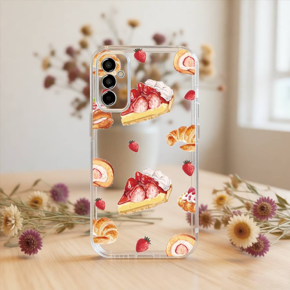 

Cute cake Phone Case For SamsungA10,12,20,21S,30,31,40,50,51,52,70,71 Transparent Cover Samsung a40