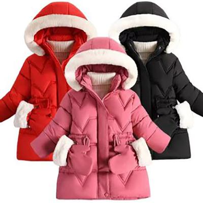 Giacca invernale calda per ragazze, stile lungo, con cappuccio, antivento, per bambini, abbigliamento esterno per Natale