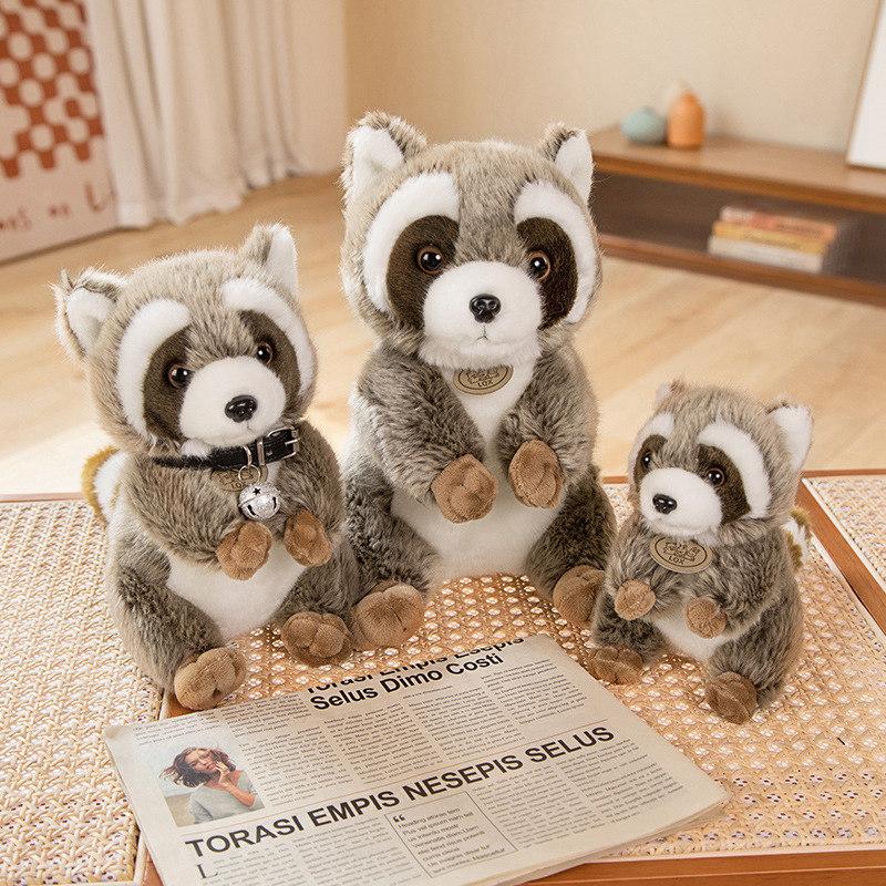 Raccoon Clock Cloak Plush Toy Cute Realistic Animal Plush Doll Kids