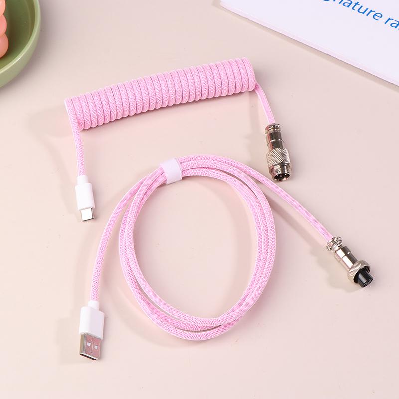 Mechanical Keyboard Coiled Cable Wire Type C USB Port Wire Mechanical Keyboard Aviator Desktop Computer Aviation Connector