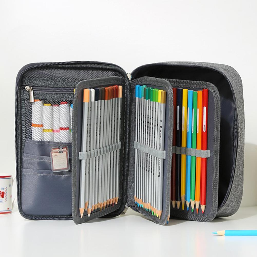 Large Capacity Pencil Bag Organizer 72 Holes Art Storage Pen Case Holder Portable Stationery Pencil Pouch For School/Office