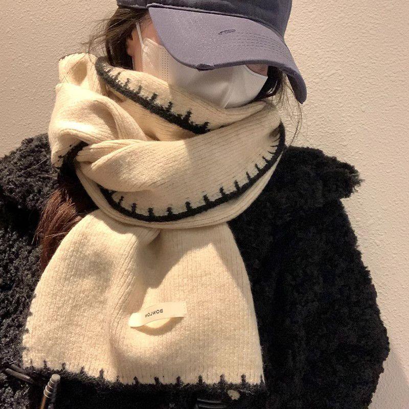 Warm Winter Classic Elegant Versatile Solid Color Beige Thickened Scarf Warm Cold-proof Neck Warmer Shawl