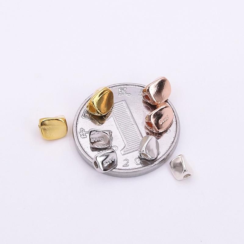 S925 Sterling Silver Square Loose Spacer Beads for DIY Handmade Jewelry
