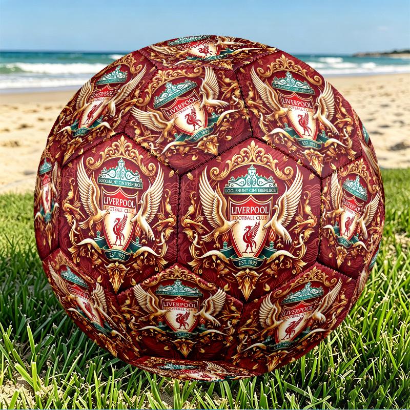Liverpool Football Club Print Size 5 Soccer Ball, PU Wear Resistant Football for Match Training and Daily Practice, Birthday Gift for Soccer Fans