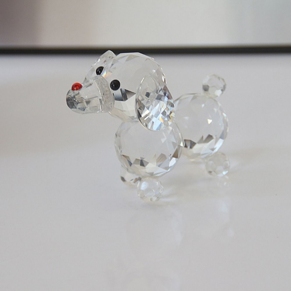 3D Clear Dog Ornament Cute Animal Figurine Funny Crystal Dog Statue Office