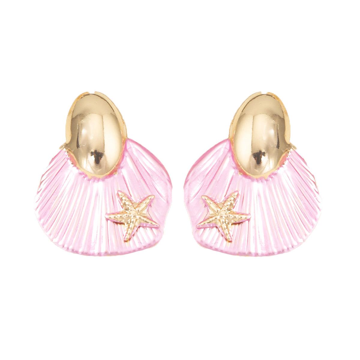 

DIGADAGU Alloy Seashell Stud Earrings Women Fashion Simple Trend Zircon Accessories розовый