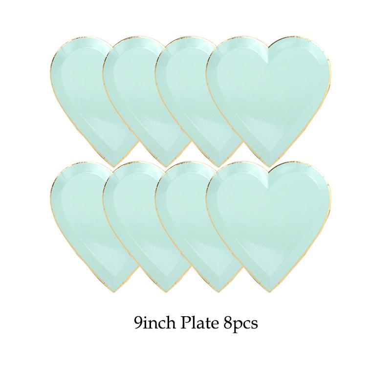 Mint Green Gold Disposable Tableware Party Napkins Paper Plates Straw Cup Kids Birthday Party Supplies Favor Wedding Decoration