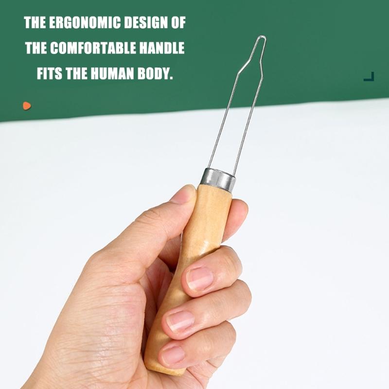 Wood Button Threader Tool For Easy Sewing And Crafting Safe For All Fabrics