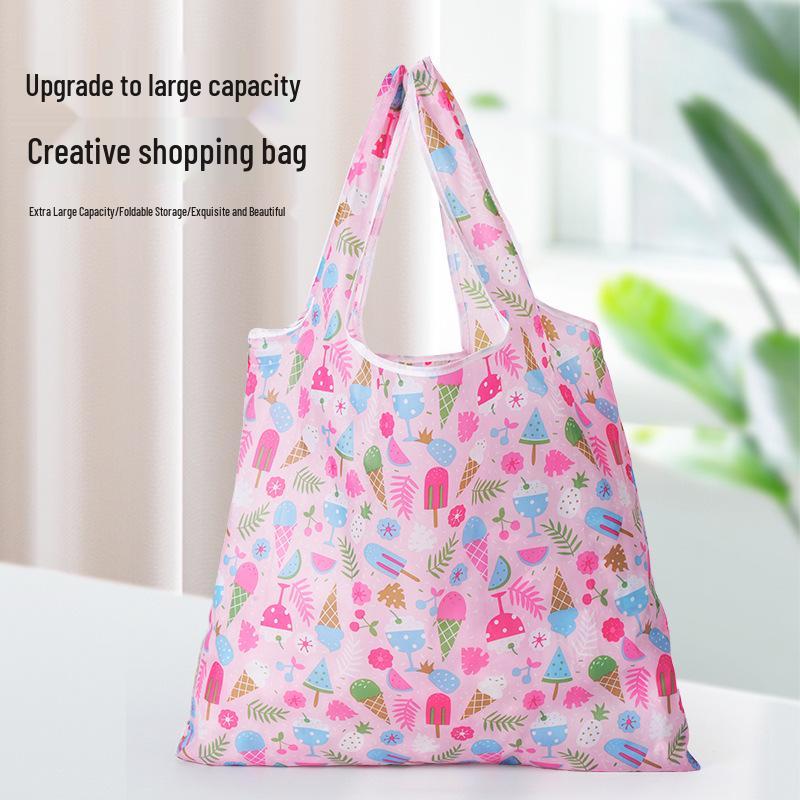 Eco-Friendly Large Capacity Foldable Tote Bag with Logo Print - Creative and Portable Design