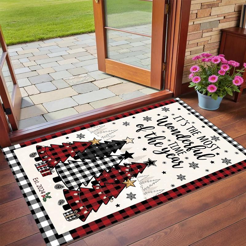 Christmas Printed Square Area Rug Soft Non Slip Floor Carpet For Bedroom Holiday Gift