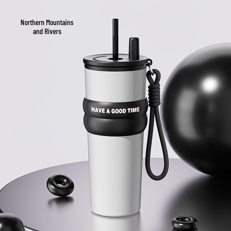 316 Stainless Steel Insulated Travel Mug - Large Capacity Straw Cup for Men & Women