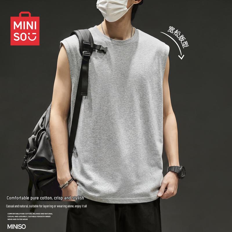 MINISO Men's American Retro Cotton Sleeveless T-Shirt