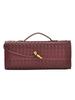 Handmade Woven Leather Baguette: Soft, Solid Color Crossbody Handbag for Women