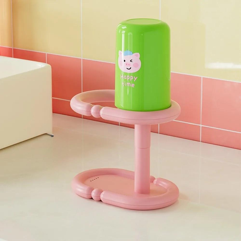 

Dopamine Toothpaste and Toothbrush Holder with Cup/Cover Storage Kids Toothbrush Holder Drainable Dust-proof Tooth Brush Stand рожевий