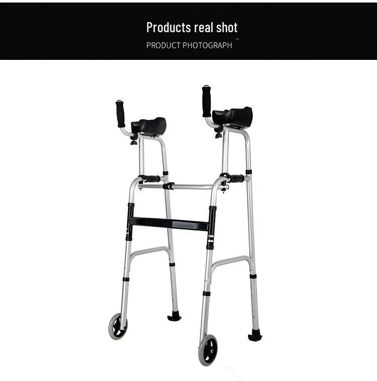 Aluminum Alloy Rollator Walker with Wheels, Seat, and Arm Support – Four-Legged Mobility Aid.
