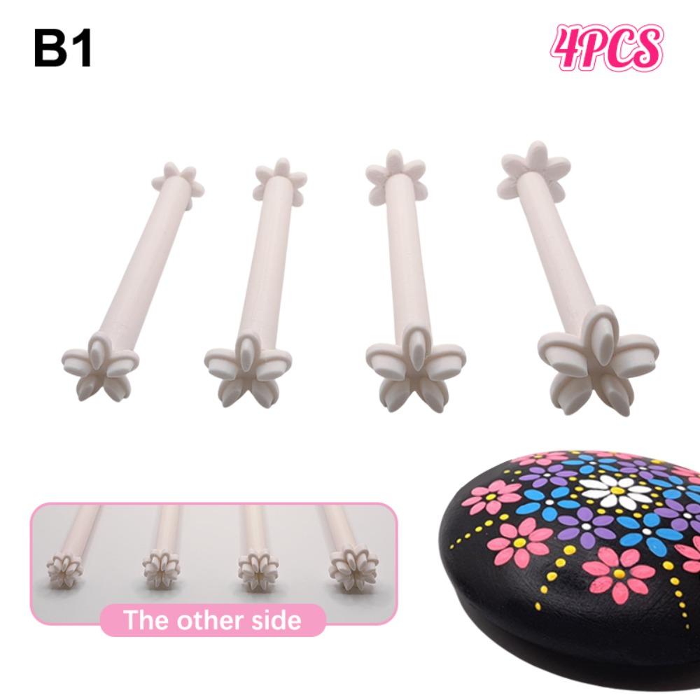 4pcs Moon Pattern Flower Floral Dotting Tools Butterflies Dot Painting Pen  for DIY Graffiti