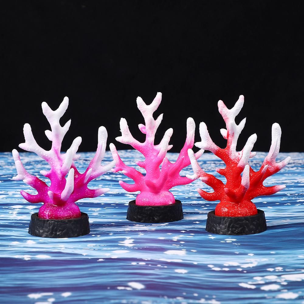 Ornamental Coral Fish Tank Decor: Ironwood Branch with Artificial Plants for Saltwater Aquarium Scenery