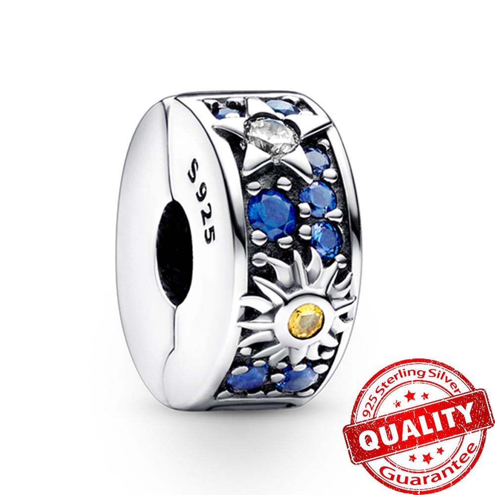 Autentyczny Miedziany Charms Błyszcząca Gwiazda Księżyc i Słońce Wisiorek Pasuje do Oryginalnych Bransoletek DIY Naszyjnik Damski Biżuteria Prezent