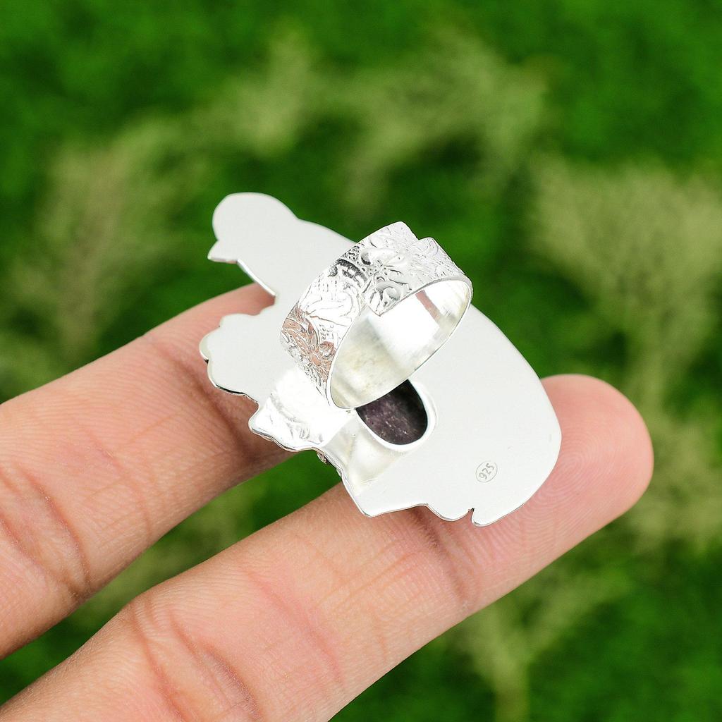 Natural Ruby Zoisite 925 Silver Multi Stone Bird Adjustable Ring For Women