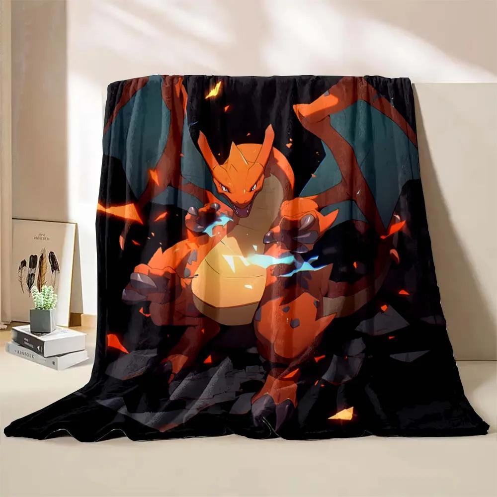 Charizard Dracaufeu Stampa Cartone Animato Coperta Bambini Adulti Coperta Morbida Calda Biancheria da Letto per Letto Divano Coperta da Viaggio