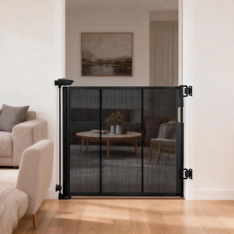 Third Gen No-Drill Pet Safety Gate with Extension Rod - Anti-Cat/Dog Retractable Barrier for Living Room