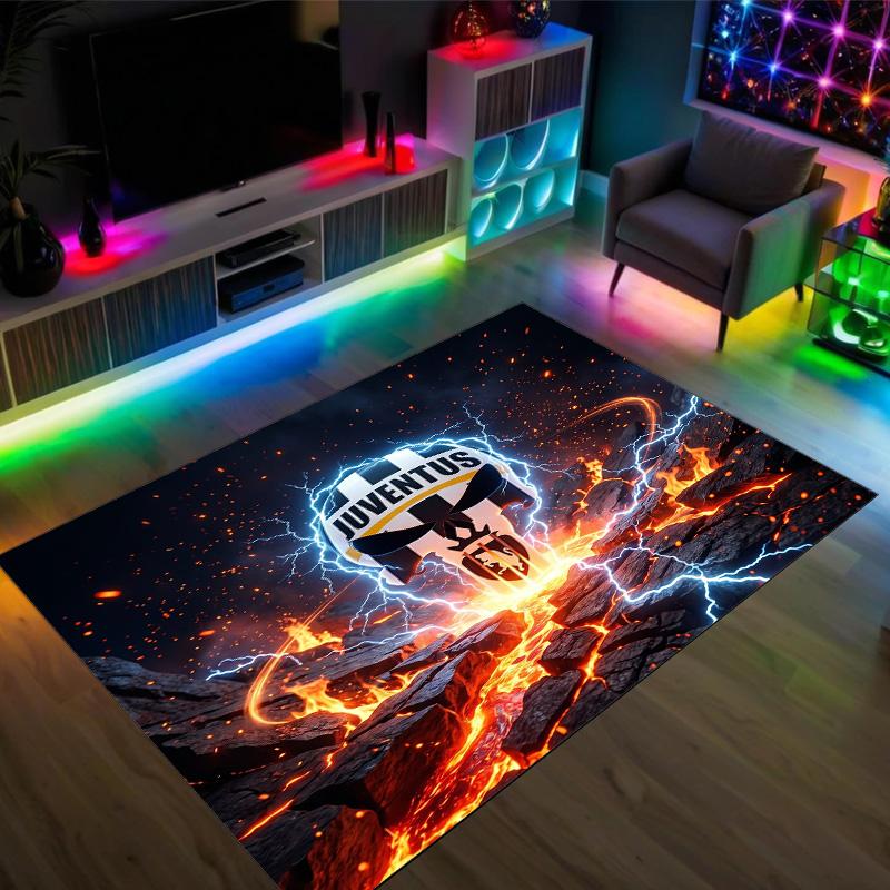 Juventus FC Design Crystal Velvet Carpet Cozy Non?Slip Printed Rug For Bedroom Living Room Entrance