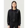 Women Modal doubLe Tension Loose Fit Zip Up Black Qq122oft12