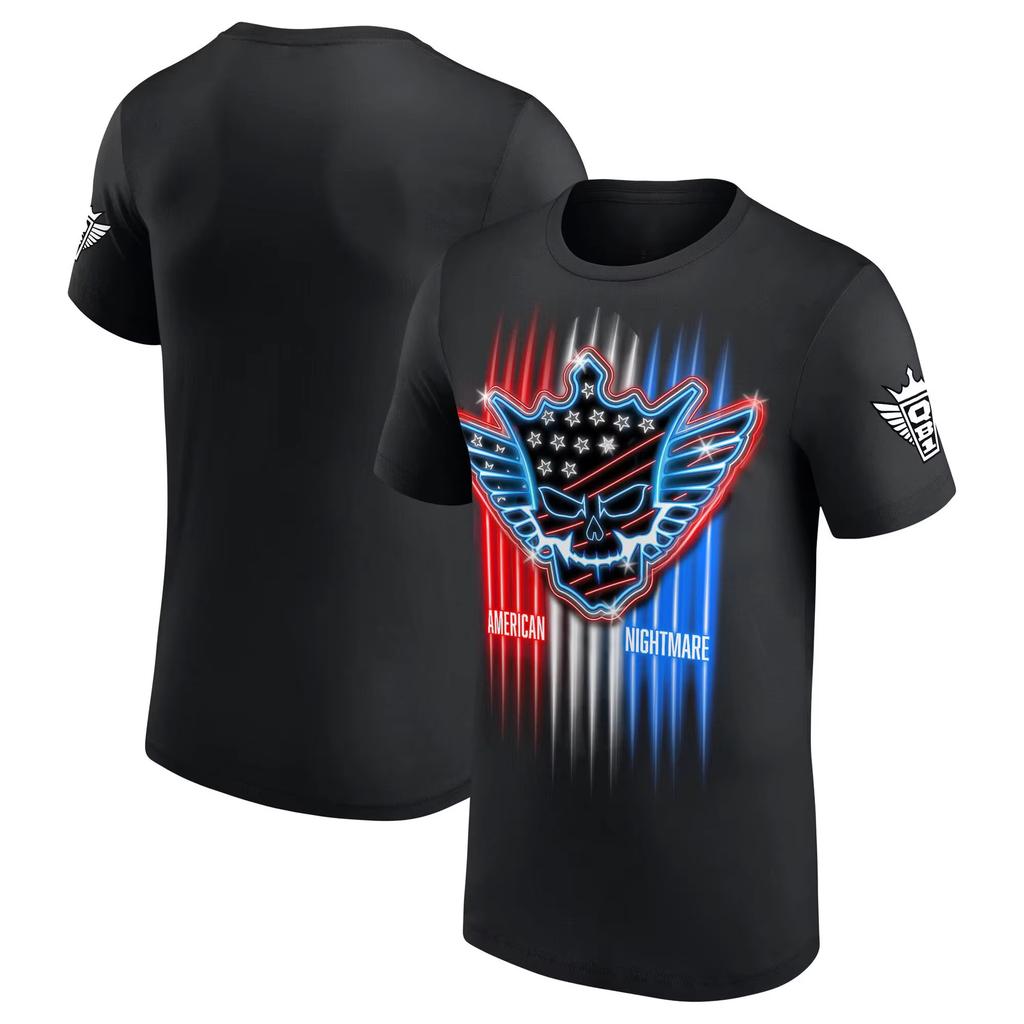 Damer Herre Svart Cody Rhodes Neon American Nightmare T-skjorte Sommer Kort Ermet Herre T-skjorter Mote Barneklær Topper
