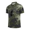 Men Tactical Polo Shirt with Hook and Loop Patch Short Sleeve Digital Print Turn Down Collar Loose Fit Outdoor Quick Dry Top