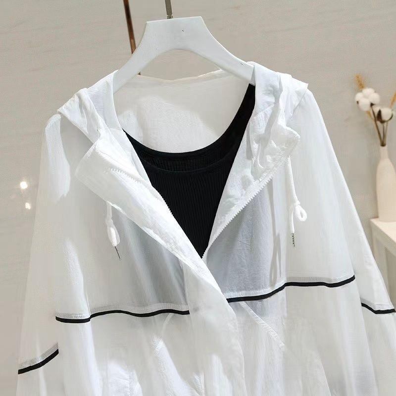 Mode Sommer Sonnencreme Hoodie Damen Locker Bedruckt UV-Schutz Jacke Lässig Sonne mit Kapuze