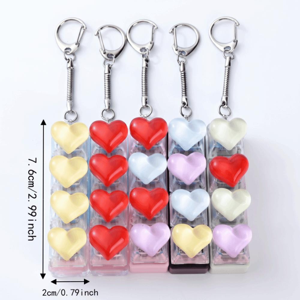 Heart Heart Keycap Fidget Keychain Crystal Clicker Button Keycap Keychain Adults