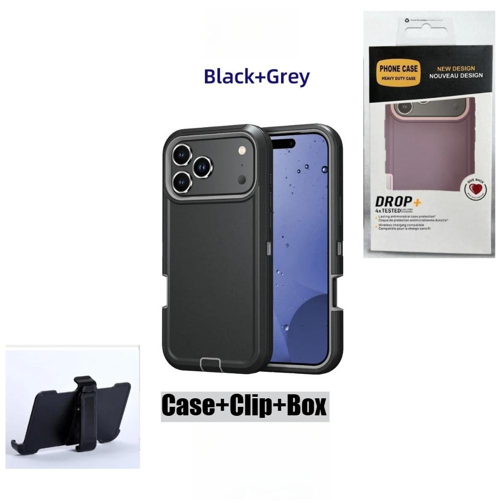 Business Military Grade Defender With Box Case For IPhone Air 17 16 15 14 13 12 Pro Max Ott Armor Box Dustproof Anti-drop Protect Cover Belt Clip