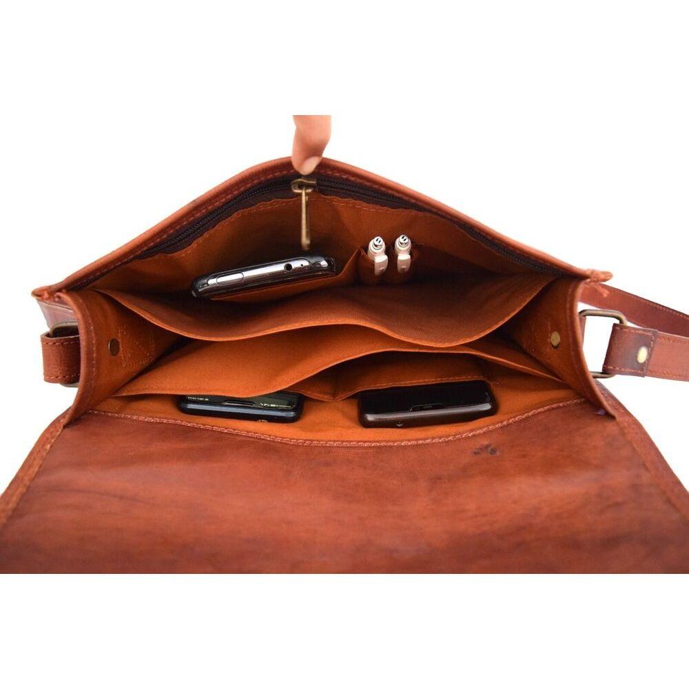 11" Goat Leather Messenger Bag iPad/Tab Handbag Satchel Crossbody Sling Bags