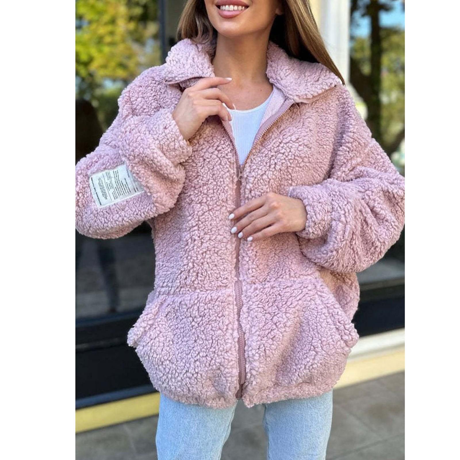 

Куртки для женщин Повседневные топы с длинным рукавом на пуговицах в клетку Осенние куртки Женские куртки с длинным рукавом Толстовка Повседневная верхняя одежда Пальто с карманами S розовый