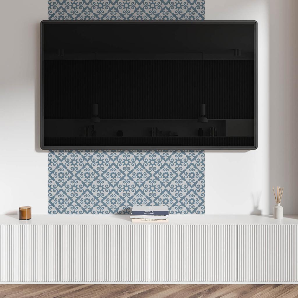 Naklejany Panel Winylowy Do Przedpokoju 100X50 Cm Wzór Z Ornamentami I Kwiatami