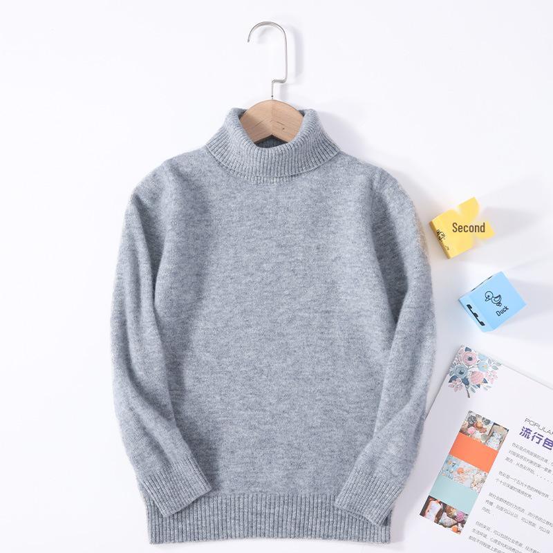 Children's 100% Pure Wool High Turtleneck Sweater - Autumn & Winter Pullover for Boys and Girls
