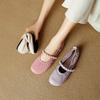 Fashion New women's pearl sheepskin spring and autumn round toe soft and comfortable ballet low heeled Mary Jane shoes single shoe