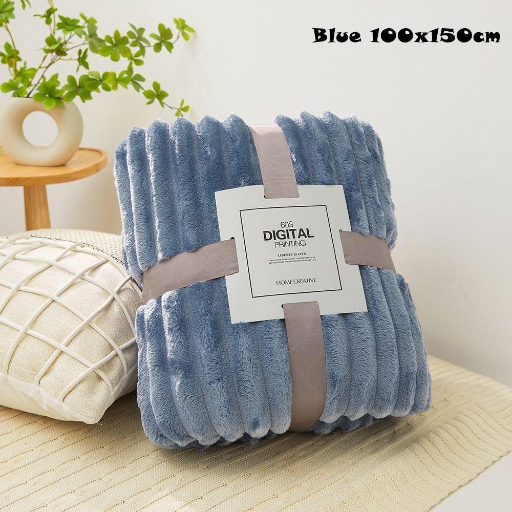 New Double Sided Warm Blanket Skin-Friendly Warm Conditioning Quilt Breathable Solid Color Striped Blankets