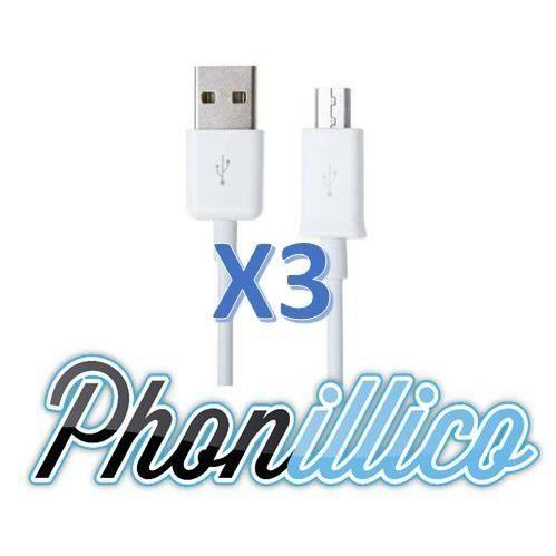 Lot de 3 cables USB chargeur compatible Samsung Galaxy Xcover