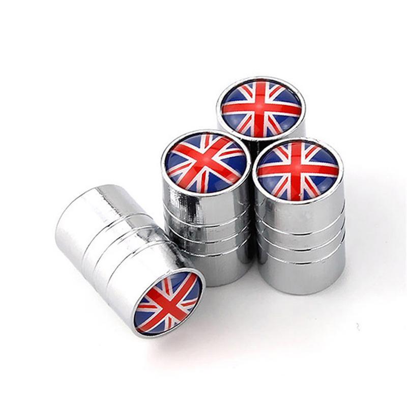 4Pcs/Set National Flag Bike Moto Car Wheel Tires Valve Caps Cover For Generic MINI Cooper S F56 F60 R55 R56 R60 Accessories Red Badge серебряный