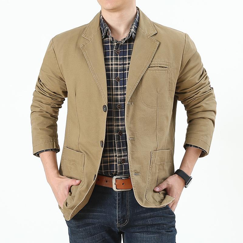 Herren Baumwollblazer: Frühling/Herbst Lässiger Uni-Farben Trend, Übergröße verfügbar.
