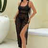Shiny Sequins Hollow Out Crochet Knitted Tunic Beach Cover Up Cover-ups Beach Dress Mini Beach Wear Beachwear Female Women K6685