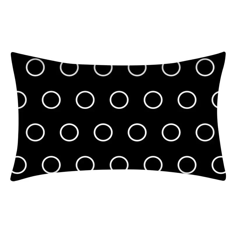 Rectangular Pillowcase Sofa Decorative Pillow Geometric Print Cushion Cover Simple Style Black and White