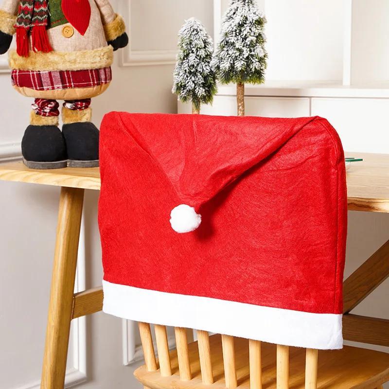 Christmas Chair Cover Red Non-woven Chair Cover Christmas Table Decoration Dining Chair Cover Christmas Party Party Supplies