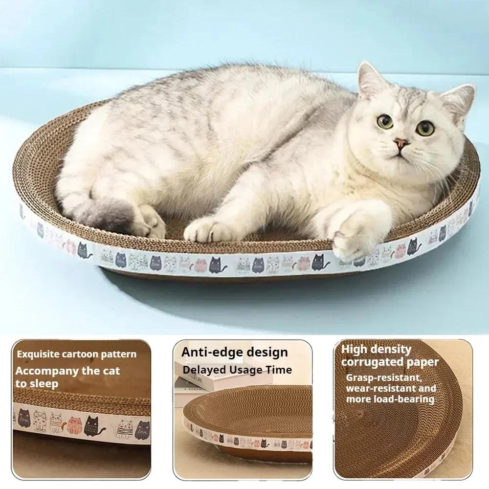 1/2 PCS Cat Scratching Board Nest Combo Wear-resistant Corrugated Cardboard Oval Design Protect Furniture Pet Toy Accessory